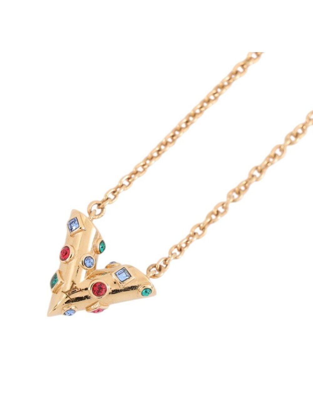 Louis Vuitton Necklace Collier Essential V Planet Metal Rhinestone
